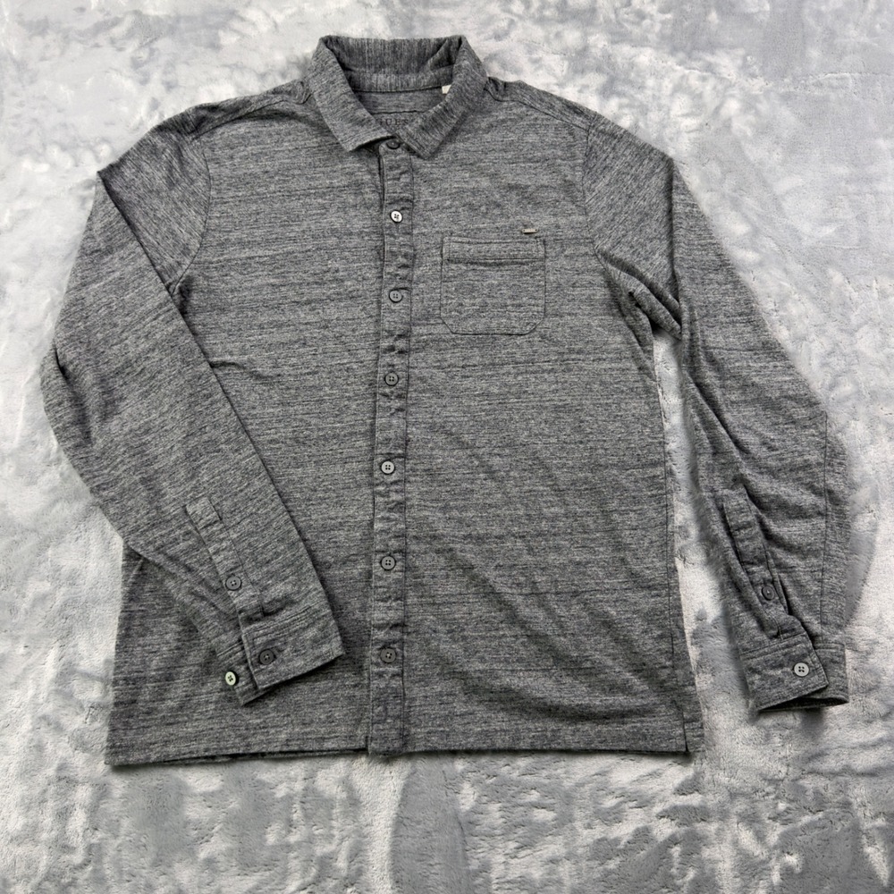 Guess Los Angeles Mens Medium Gray Long Sleeve Button Down Knit Shirt Heathered